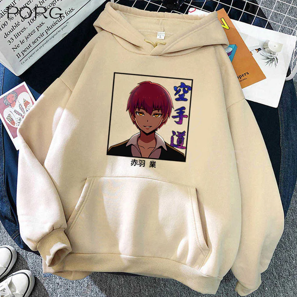 Assassination Classe Hoodies Hommes Femmes Hip Hop Sweat Karma Akabane Anime Manga Noir Hoodies Bluzy Tops Vêtements Y0804