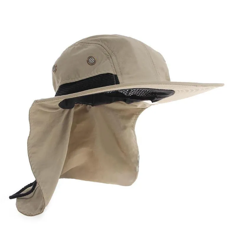 Шляпы со скупыми полями, летняя функциональная шляпа с клапаном на шее, шляпа-буни для рыбалки, пешего туризма, сафари, уличная солнцезащитная кепка-ведро с кустами, повседневный стиль2368