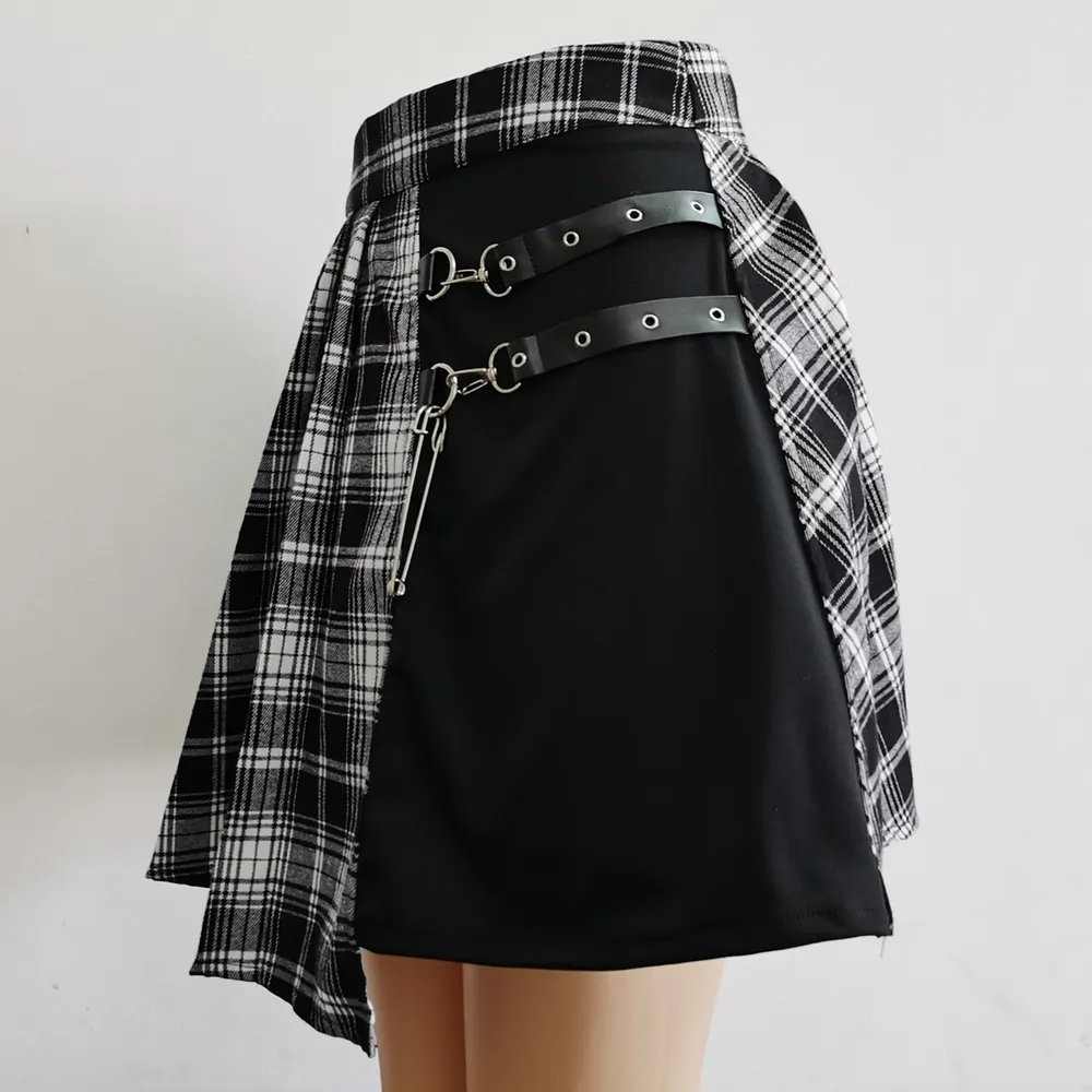 Mode Vrouwelijke vrouwen Mini -rokken Casual Basic Fashion All Match Plaid Vintage Onregelmatige High Taille College Wind Rok 210315