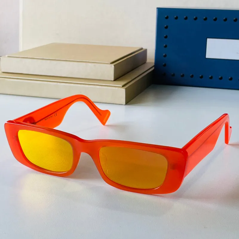 Lunettes de soleil de luxe de mode 0516S hommes et femmes classique plaque carrée plein cadre orange cadre loisirs lunettes de vacances protection UV2363