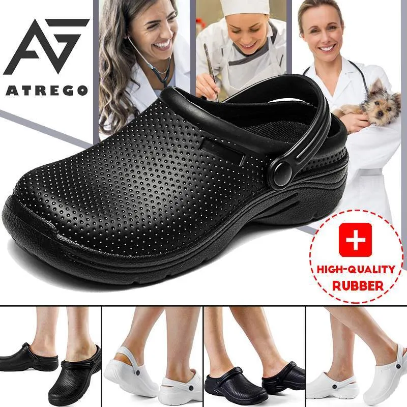 AtreGo Women Medical Doctor Nurse Shoes Nursing Breathable Non-slip Oil Resistant Rubber Hotel Kitchen Hospital Sandal Work Shoe J2023