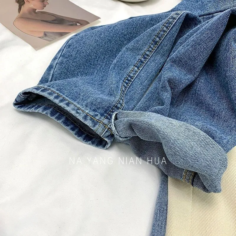 Dżinsy dżinsy swobodne dżinsowe spodnie średnie talii długie spodnie wiosna letnie niebieskie dżinsy kobiety wysokiej jakości spodnie 210302