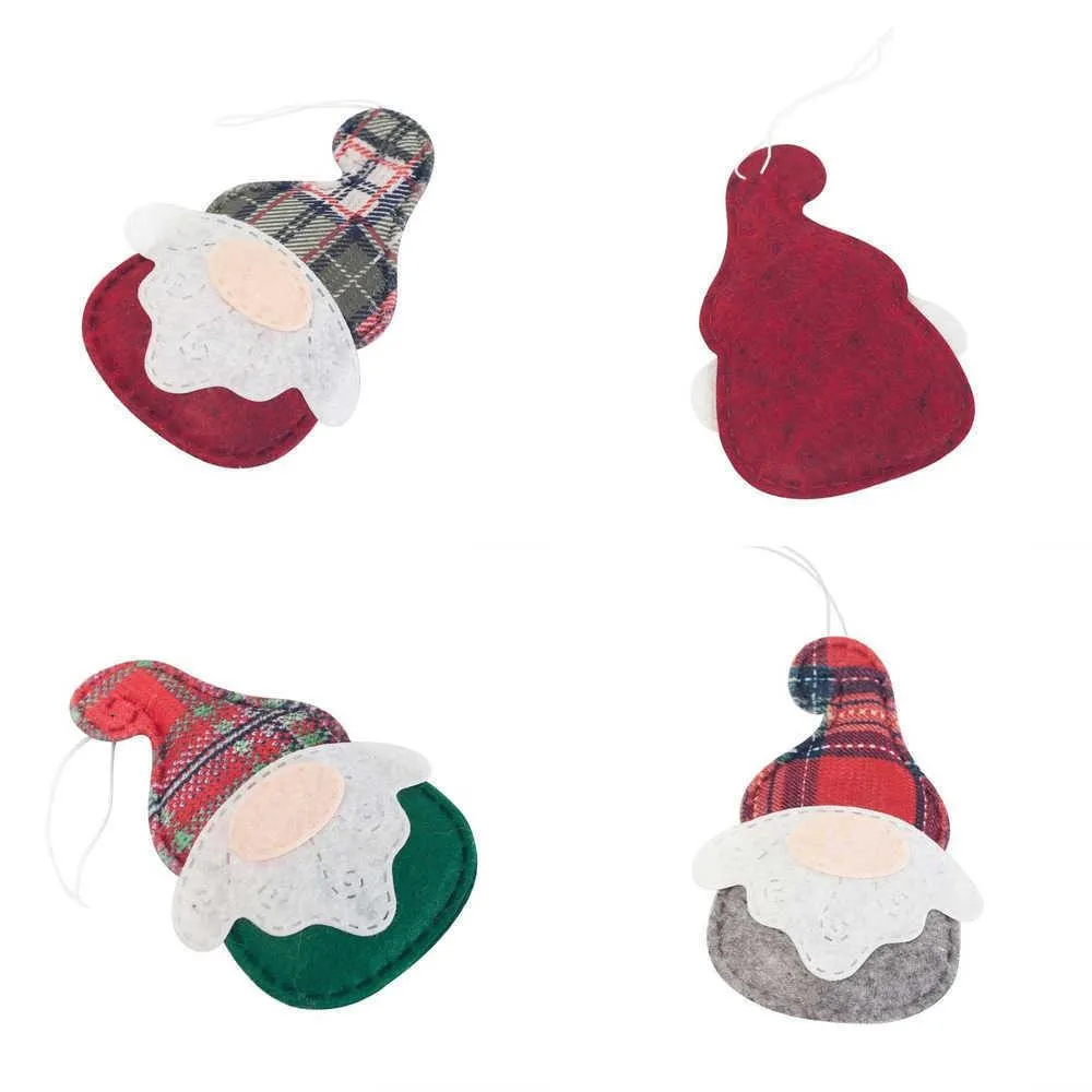Bambola senza volto patchwork scozzese di Natale Babbo Natale Mini Xams Ciondolo albero Festa creativa Porta finestra Regali carini bambini a casa