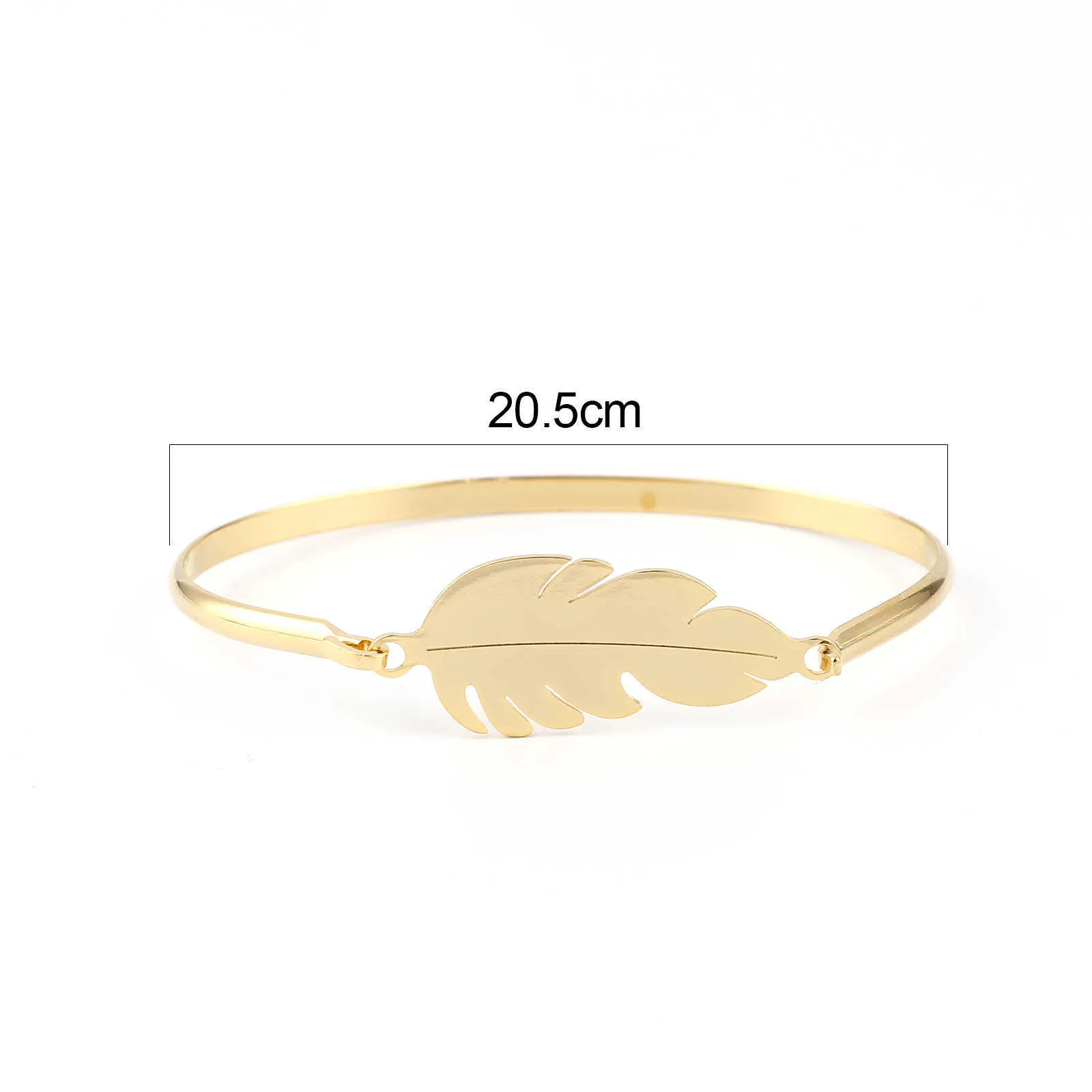 Hot Rostfritt stål Bangles Armband med fjäder för kvinnor Guldarmband på hand Smycken kan öppna 20.5cm 8 1/8 