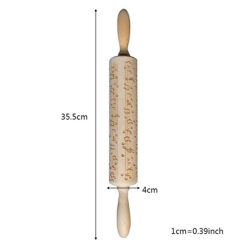 Skulptur, Musiknote, manuelles Nudelholz, Teigprägung, antihaftbeschichtet, Holzkekse, Mehl, graviert, DIY-Kuchen, Küche, Backen, 211008
