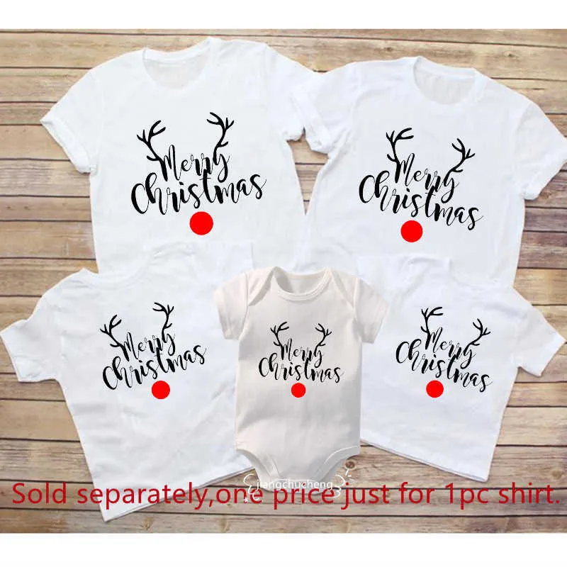 재미있는 크리스마스 가족 일치 셔츠 아빠 엄마 아이 베이비 메리 크리스마스 T 셔츠 크리스마스 가족 의상 옷 크리스마스 선물 h1557464