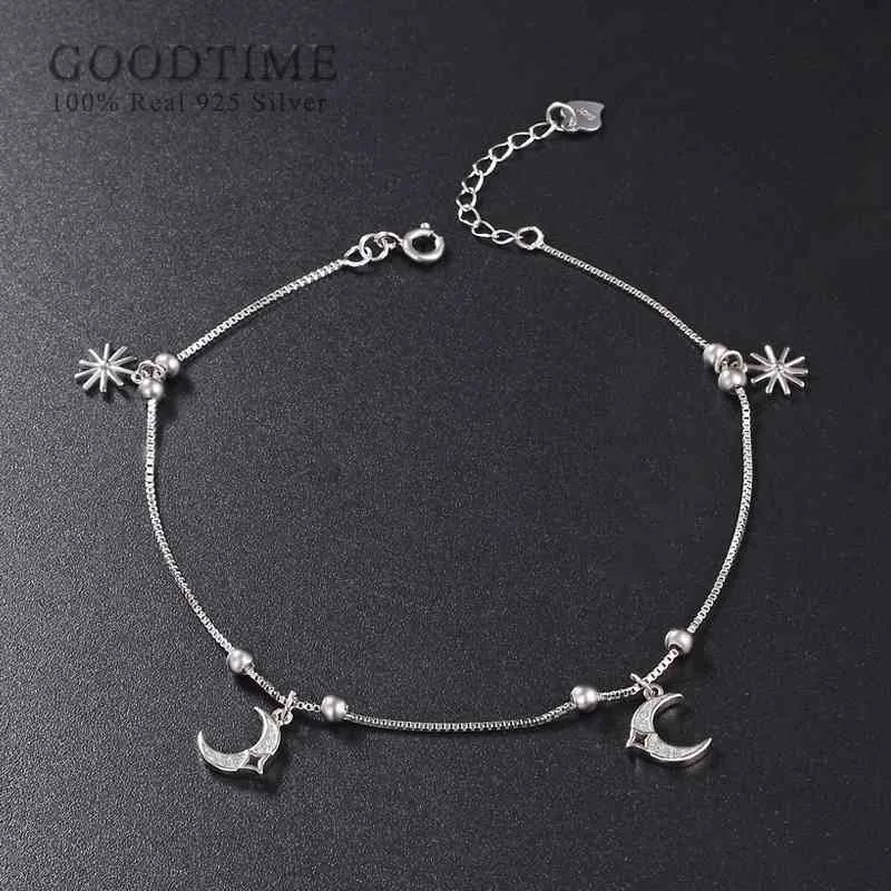 Mode femmes 100% 925 argent Sterling perle lune cheville cadeau femme dame pied bijoux accessoires pour la fête