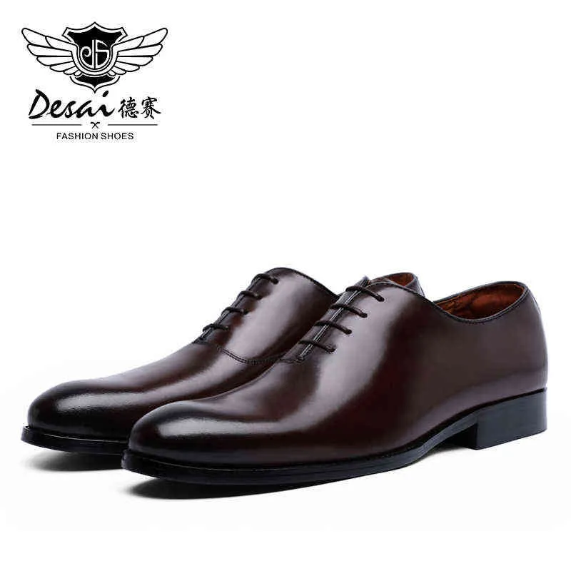 Chaussures habillées DESAI Oxford pour hommes d'affaires formelles à lacets en cuir pleine fleur minimaliste pour hommes 220223
