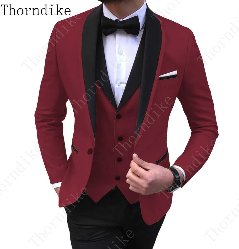Kurtka + kamizelka + spodnie Męskie garnitur ślubny Mężczyzna Blazers Slim Fit Garnitury dla Mężczyzn Kostium Business Formal Party Classic Gray / Blue / Fioletowy X0909