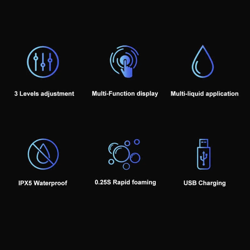 Distributeur de savon automatique sans contact USB Machine à mousse liquide Capteur infrarouge mural Outil de désinfection des mains mains libres électrique 211206