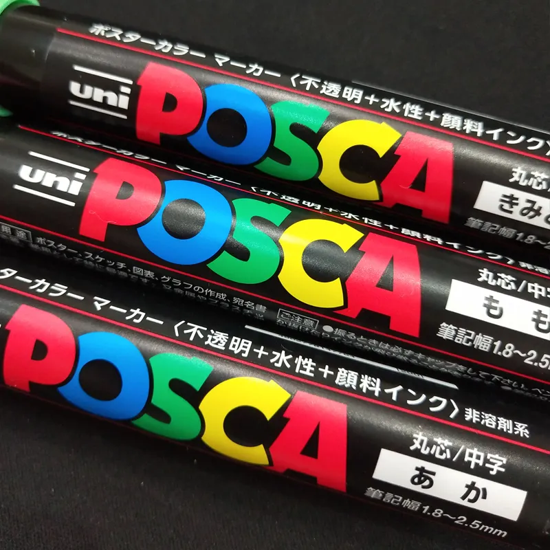 Uni Posca Marker Pen PC-1M PC-3M PC-5M SET POP-POSTER AANDACHTEN PENT PENT PEN Comic Painting Round Head Water Art Marker 210226