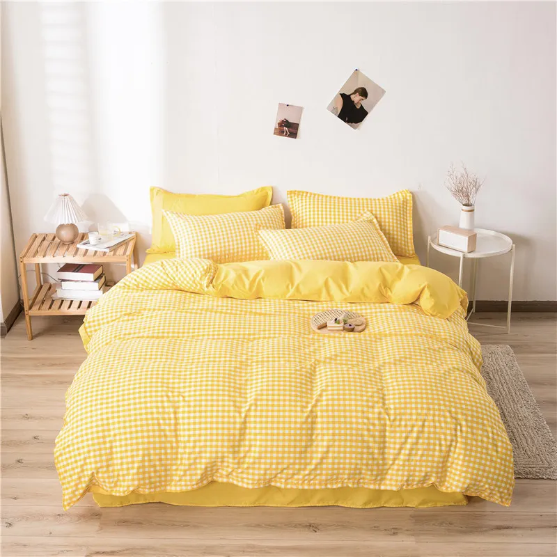 Modern Plaid Duvet Cover Sets Floral Print Bedding Set Single Double Queen King 220x240 Bed Linens Simple Quilt Cover Bedclothes