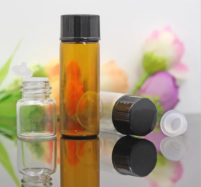 100 pièces flacon en verre ambré d'huile essentielle avec orifice 1-5ml échantillon Dram bouteille mince clair petite bouteille de Test de parfum