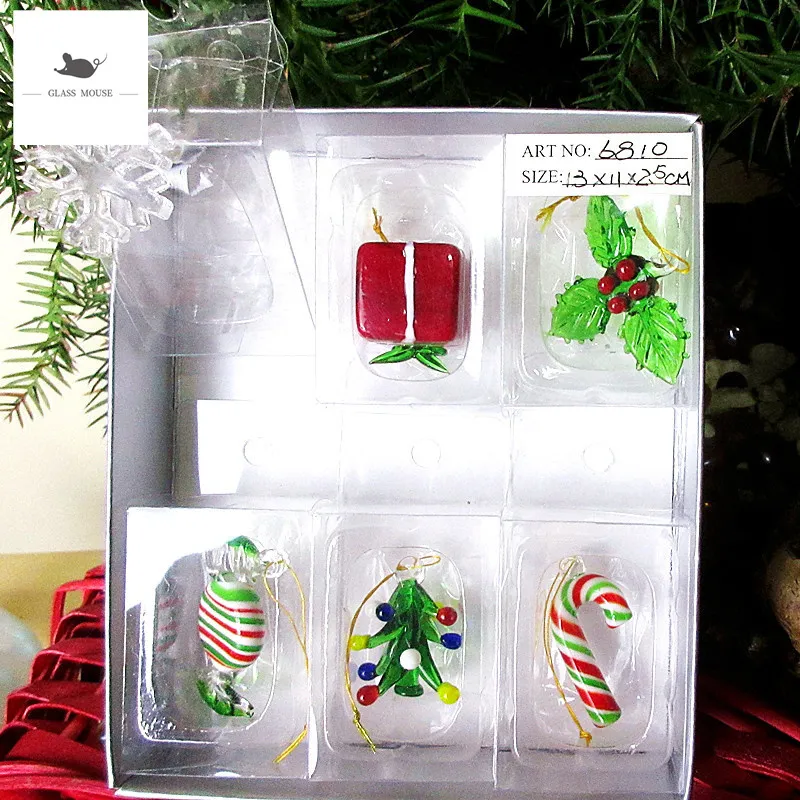 feitos à mão Murano Glass Christmas Figuras Ornamentos de árvore de Natal Acessórios pendentes de pingentes Charms Novo Presentes 201006