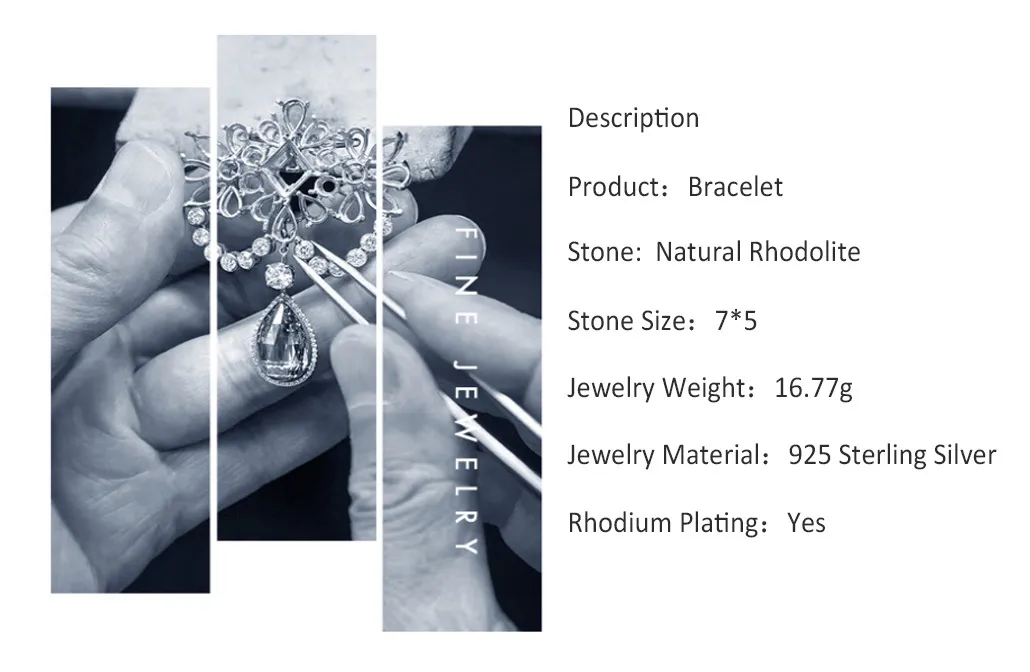 GZ ZONGFA Rodolite naturale di alta qualità vero argento sterling 925 gioielli da donna minimalista di moda elegante