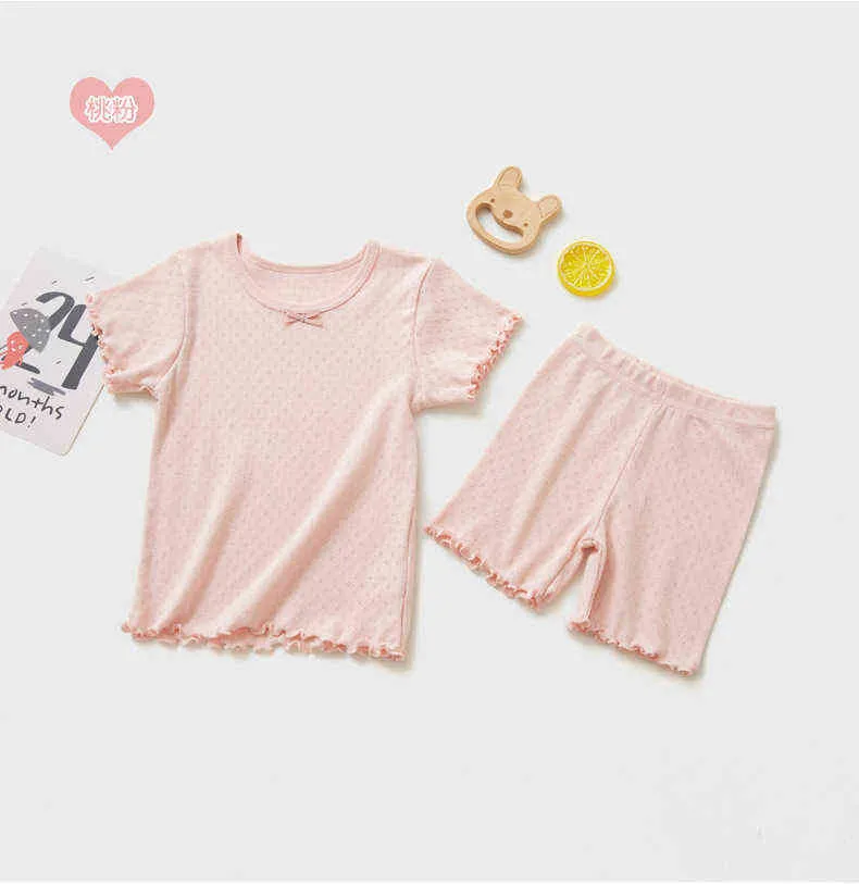 Bambini Bambini Pigiama Ragazze Cotone Bambino PJS Estate T-shirt e pantaloni Tute da salotto Set Indumenti da notte Abbigliamento da notte 211109