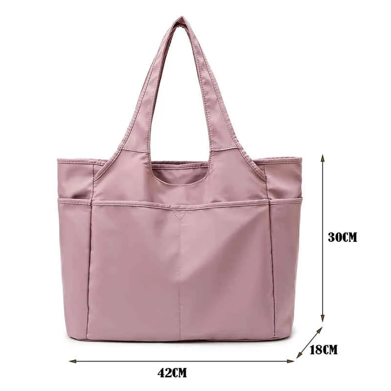 Casual Oxford Cloth Large Capacity Shoulder Bags Waterproof Fitness Travel Tote Ladies Solid Color Handbags Luggage 2021 Ne
