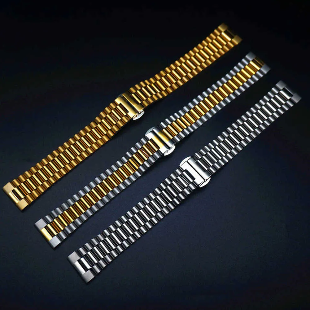 20mm Solid Rvs Horlogeband Zilver Gouden Horloges Strap Veilig Vlinder Gesp Hoge Kwaliteit Mannen Bands Vervangende Riem H0915