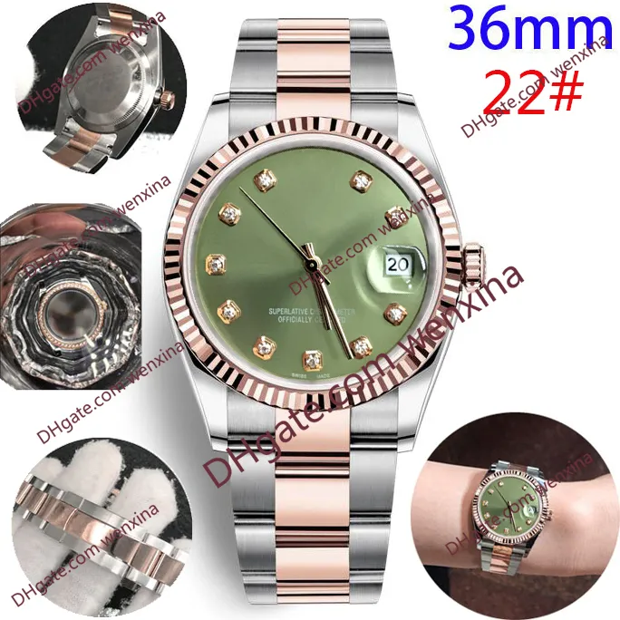 20 couleurs de haute qualité étanche hommes montres automatiques 36mm diamant montre en acier inoxydable femmes montre couples style classique Wris225z