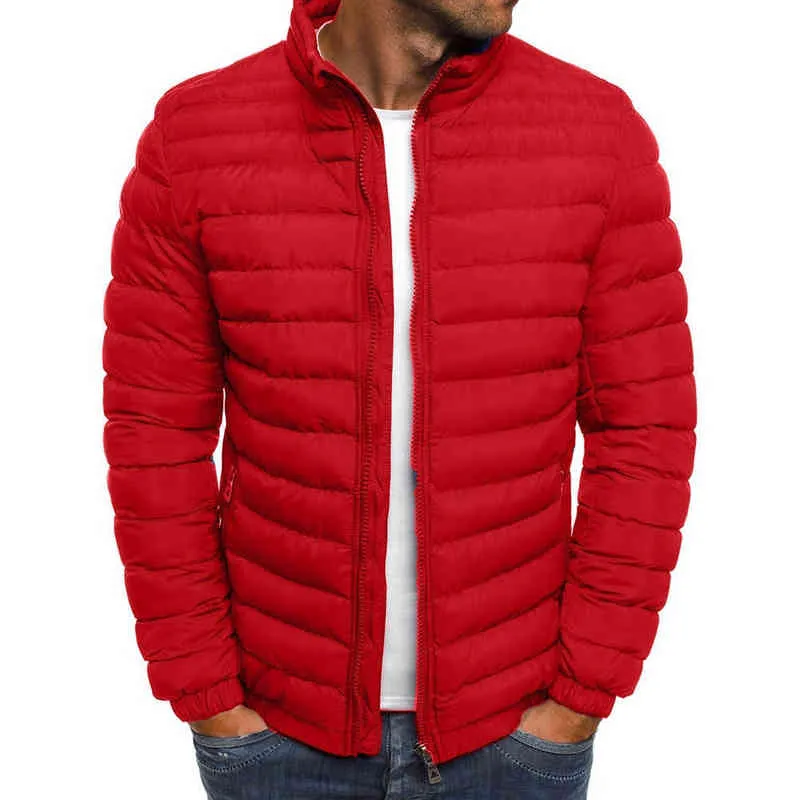 Män Höst Vinter Jacka Casual Coats Bomull Polad Male Solid Färg Ytterkläder Parkas 7 Färger Storlek S-3XL 211216