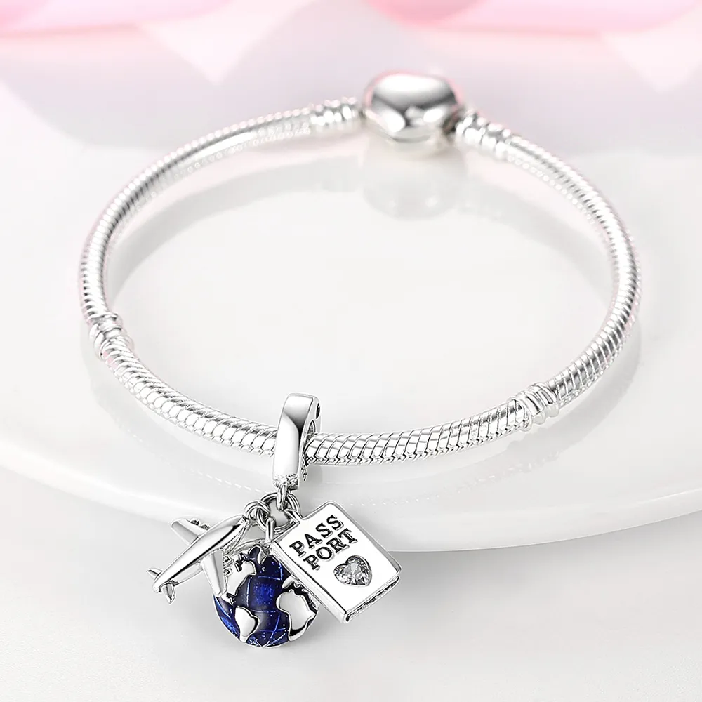 Original design 925 silver charm pärlor passar pandora charms armband diy resa samling pojke flicka kvinnor fin smycken gåva