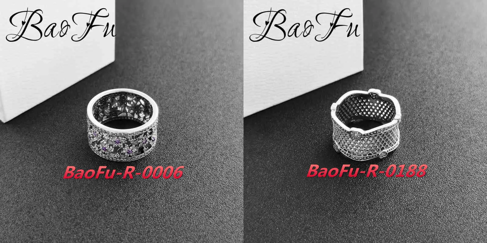 BaoFu Original 925 Plata de Ley moda lujo joyería estilo Retro adecuado para pareja compromiso boda anillo femenino