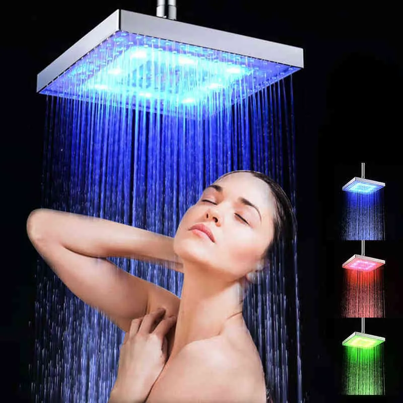 LEDレインシャワーヘッド高圧シャワーヘッド水保存浴室H1209のための自動変化温度センサーシャワーを節約