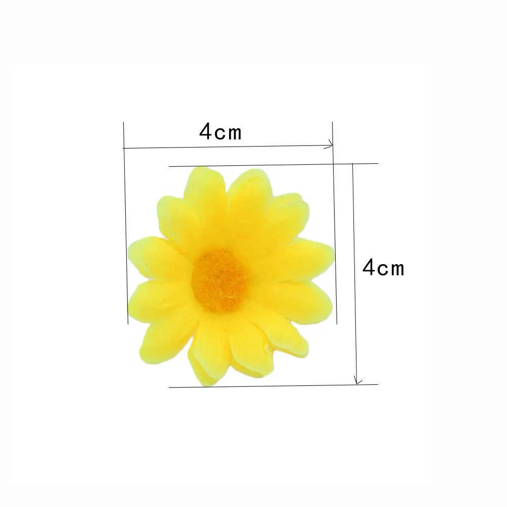 100 x têtes de fleurs en soie artificielle petit chrysanthème fausse tête Gerbera Daisy bricolage décoration de mariage coloré Y0728