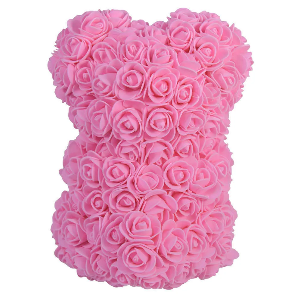Ours en peluche de roses rouge et rose, ours en peluche, savon artificiel, fleurs, ours avec sac à main pour cadeau de fête des mères, dropshipping 210624