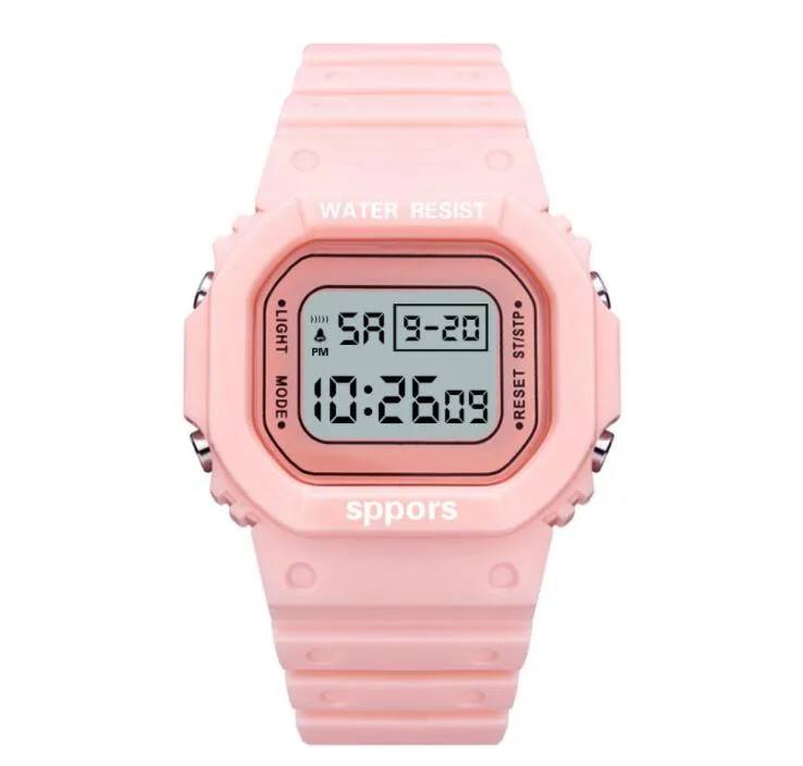 2021新しい女性デジタルシンプルな電子ユニセックス腕時計時計時計スポーツ学生の防水セットアラームluminous289m