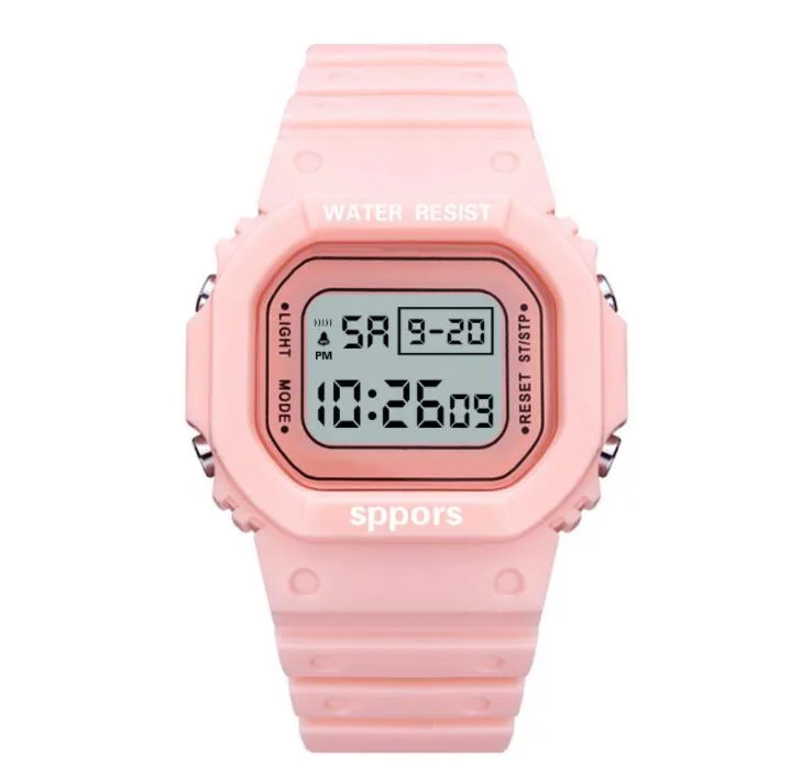 2021 NOVA feminina digital simples eletrônica unissex watch kids square assistir esportes estudantes defina à prova d'água Alarme Luminous275g