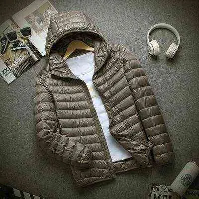 Marka sonbahar kış ışık aşağı ceket erkek moda kapüşonlu kısa büyük ultra-ince hafif gençlik ince ceket aşağı ceketler 211110