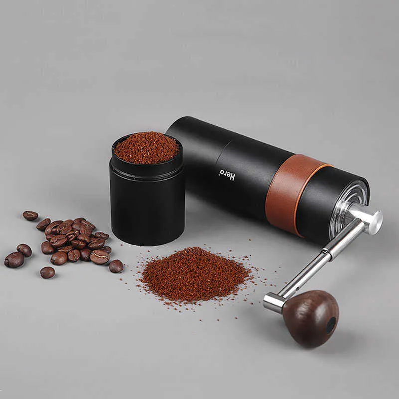 Mini Coffee Bean Manual Grinder Portable Stainless Steel Hard Ceramic Burr Core Home Office Tool 210609