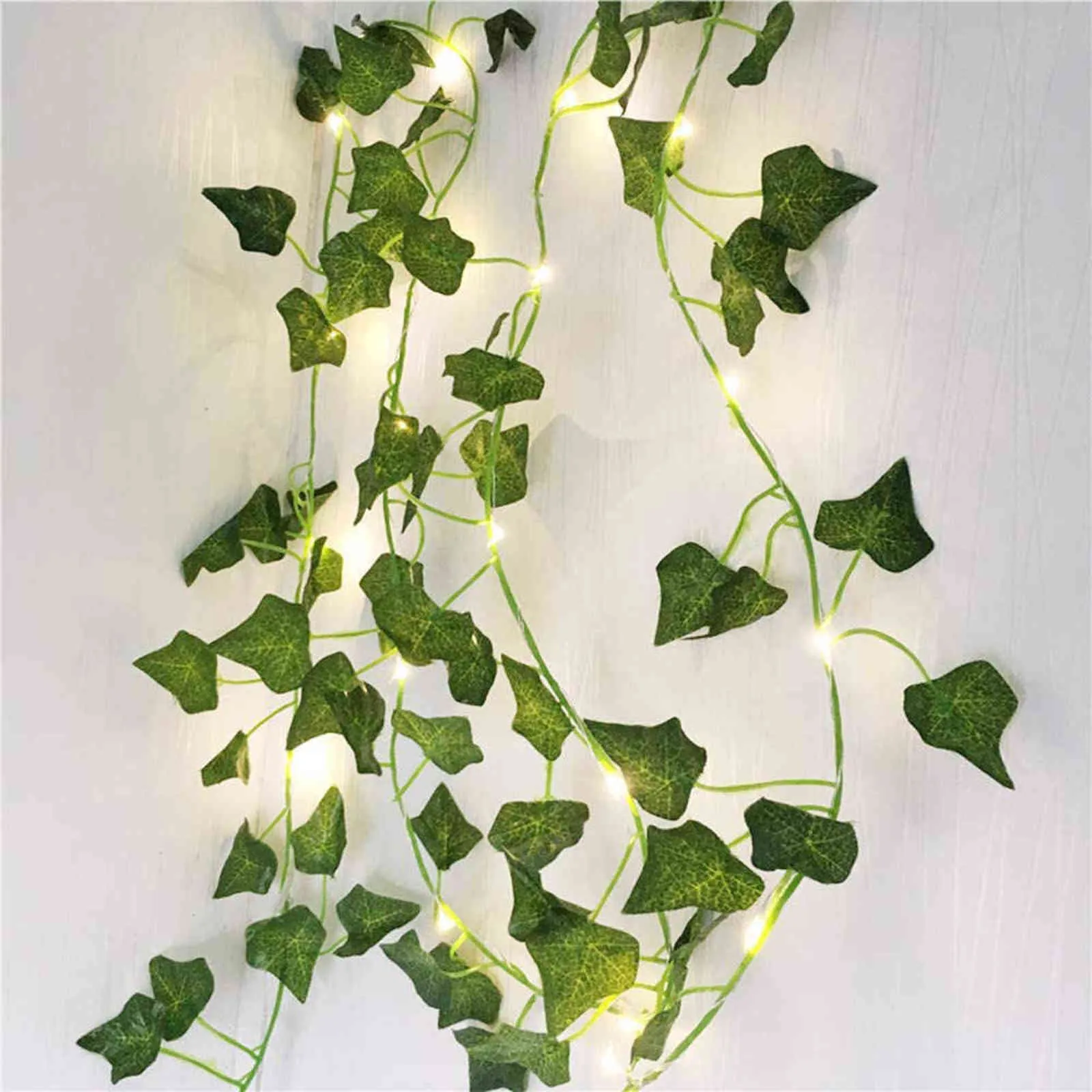 artificiella växter ledda blad garland silke rotting blad vinstockar hängande för hem levande rum inredning falska murgröna krans dekoration 211104