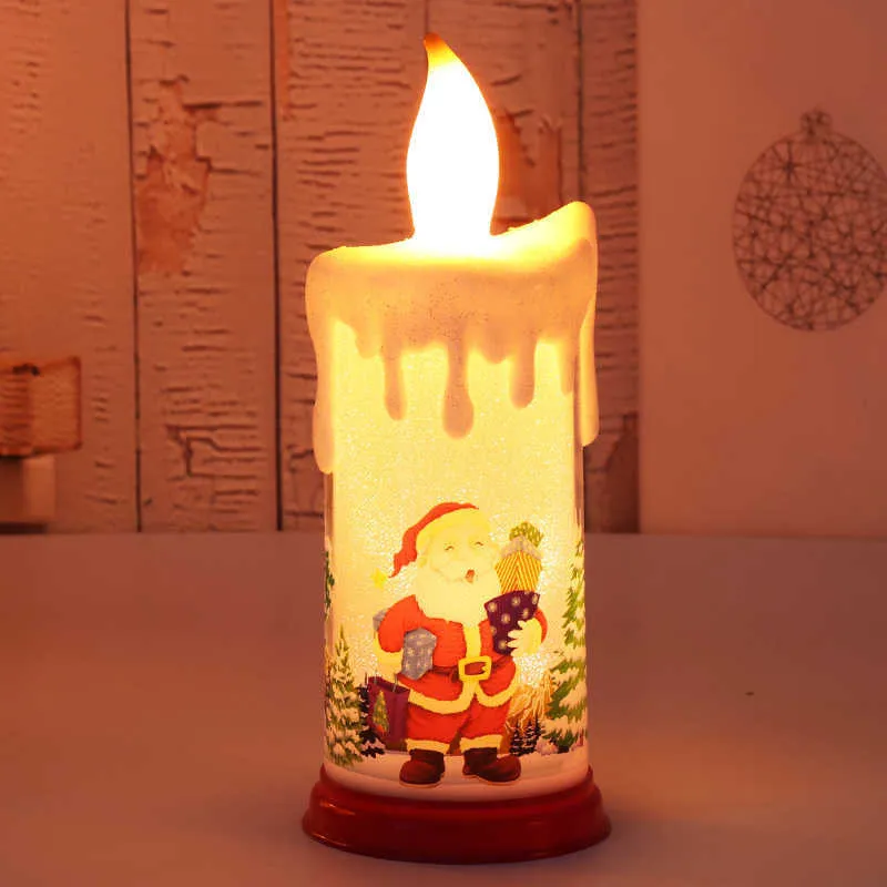 Feliz Navidad Adornos para el hogar LED Simulación Llama Vela Año Decoración Decoración Regalo de Navidad Navidad 211019
