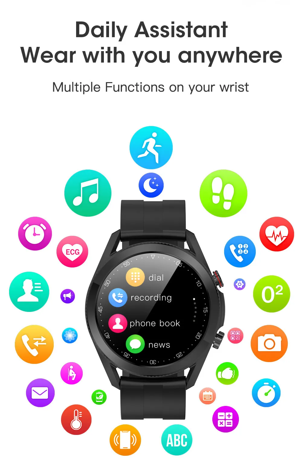 Chiamata Bluetooth L19 Fashion Smart Watch Women Men Sport Sports Smartwatch Case IP68 Waterproof Sport Orologi Orologio IOS Android2387407
