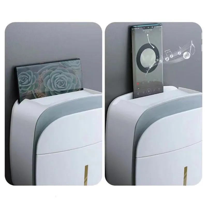 Toiletpapierhouders Multifunctionele Waterdichte Houder Wandmontage Met Lade Punch Badkamer Tissue Plank Opbergdoos Wc Acces215d