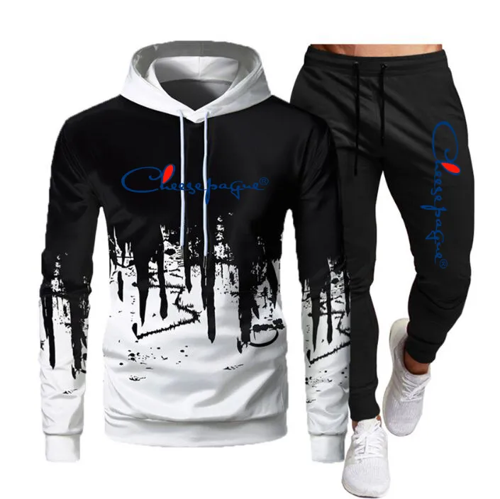 Pamuk Satış Erkekler / Kadınlar Marka Eşofman Hoodies + Pantolon Sonbahar Kış Kış Streetwear Eşleştirme Setleri Sweatershirt Sweatpants S-3XL