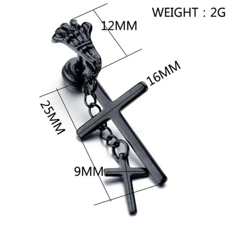 Podwójne podwójne kolczyki krzyżowe w stylu stadninowym dla mody Men166x