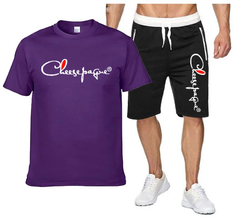 Mode hommes ensembles 2022 été survêtement à manches courtes blanc noir t-shirts + Sport Shorts costume homme décontracté hommes vêtements hommes Joggers ensemble