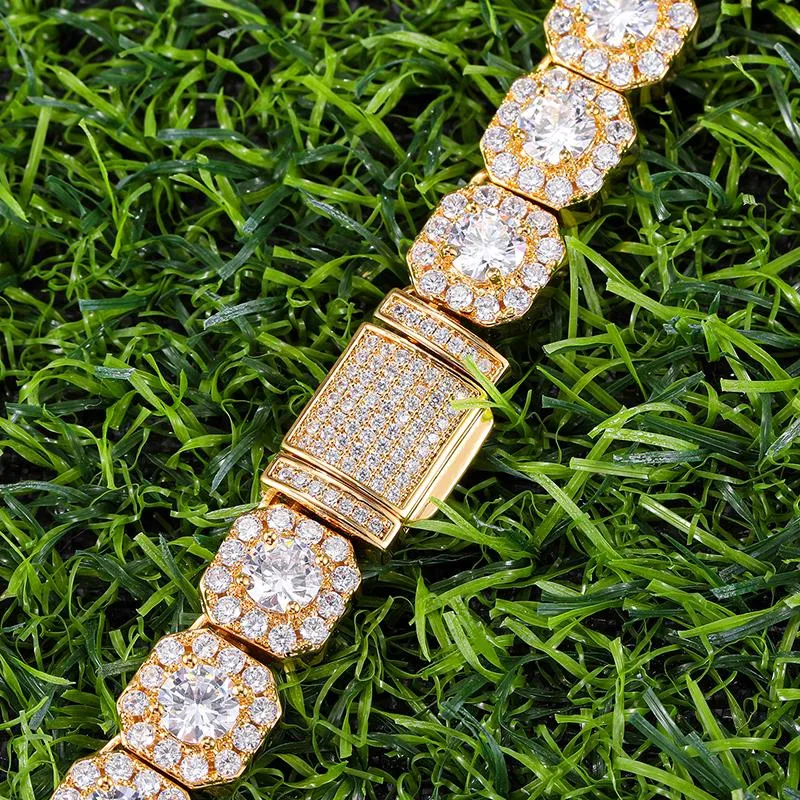 Chokers US7 Cadeia de tênis de diamante em cluster de 11 mm em colares de fecho de caixa de zircão cubic de ouro de ouro branco para homens joalheria323d