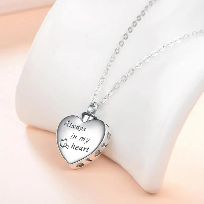 Pendant Necklaces Love Heart Pet Cremation Urn Necklace Gray Dog Jewelry Memorial Souvenir Romantic Lover Gift300J