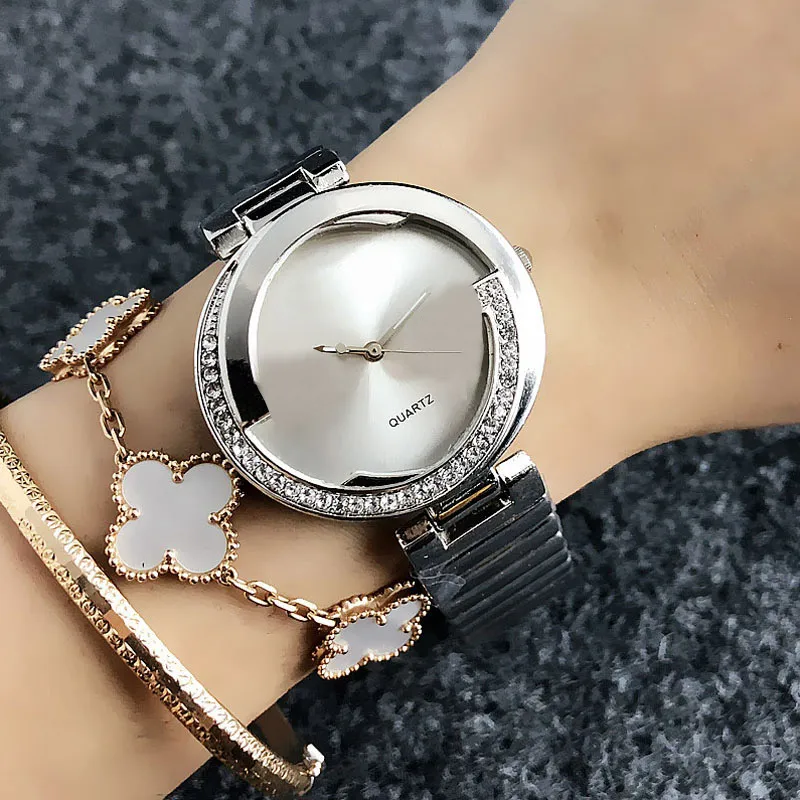 Relojes de pulsera de marca para mujer y niña, reloj de cuarzo con banda de acero y Metal estilo cristal GU 32338o304T