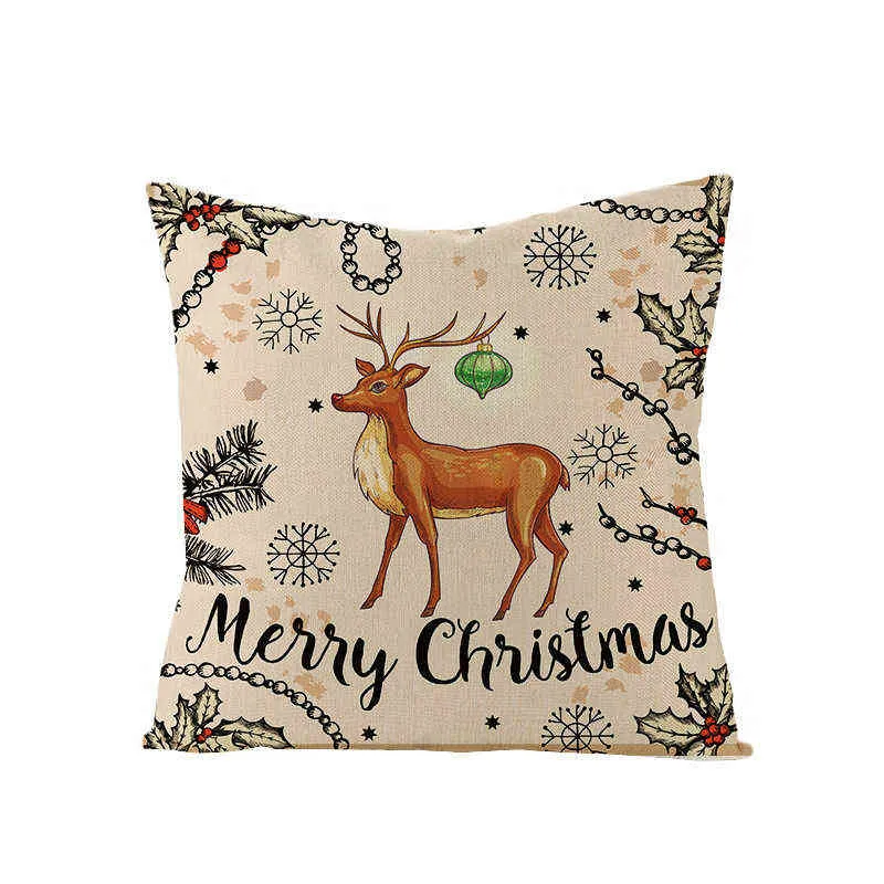 Housse de coussin de noël bonhomme de neige joyeux décoration de noël pour la maison Navidad cadeau de noël ornements de noël année 2022 211104