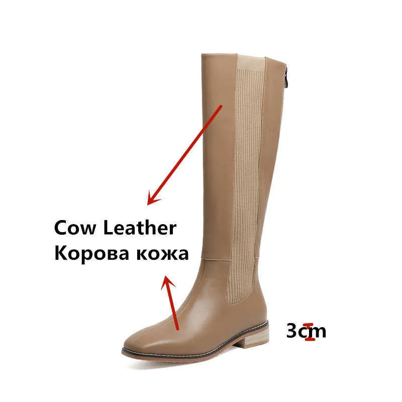 Women Fashion Winter Boots For Girls Back Zipper Square Toe Shoes Woman Autumn Wedding Party Knee High 210528