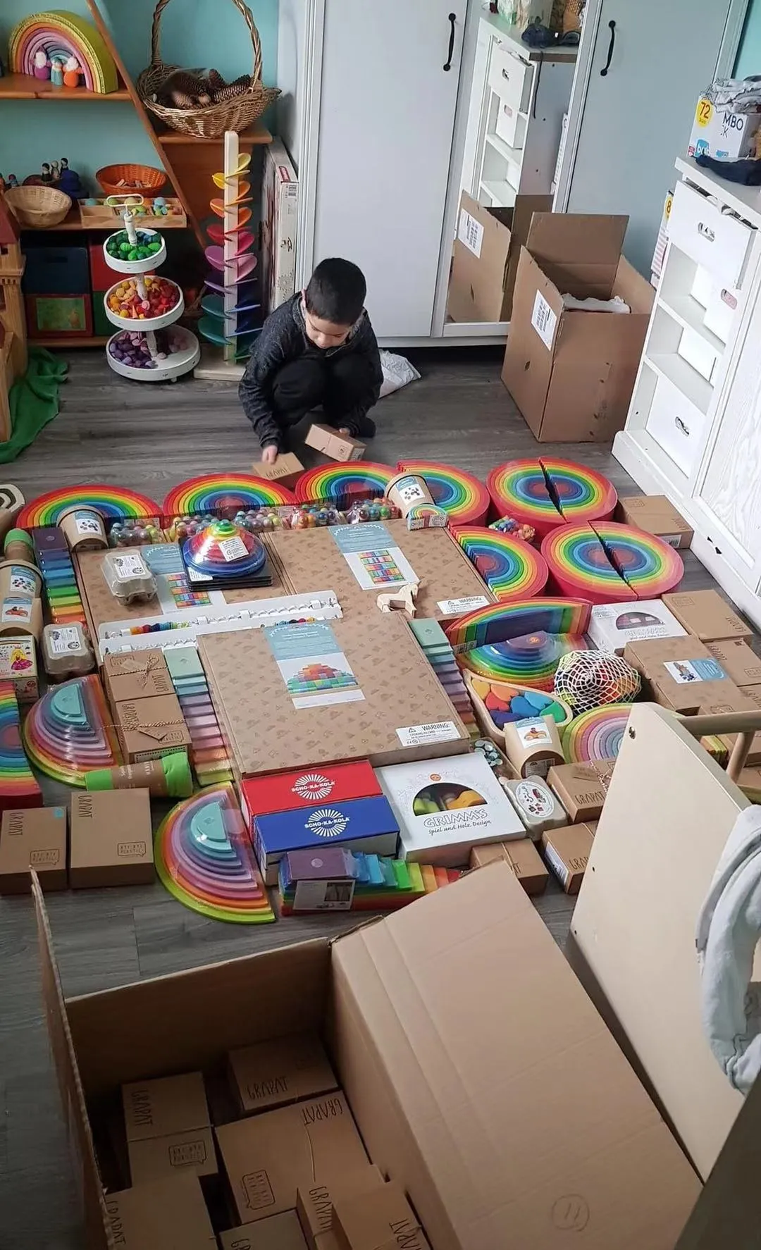 2021 top supplier nordic waldorf Montsori baby grimms Stacker kids Rainbow Wooden Toys271T5431406