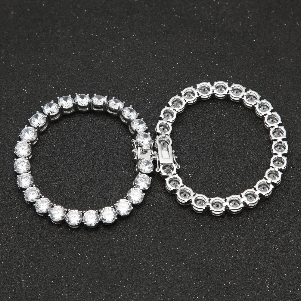 Bracelet pour hommes en or 18 carats rempli de gros diamants ronds glacés 8 mm Bracelets Bling Bling avec fermoir verrouillé Bracelets en zircon cubique Hip Hop Jewel258Q