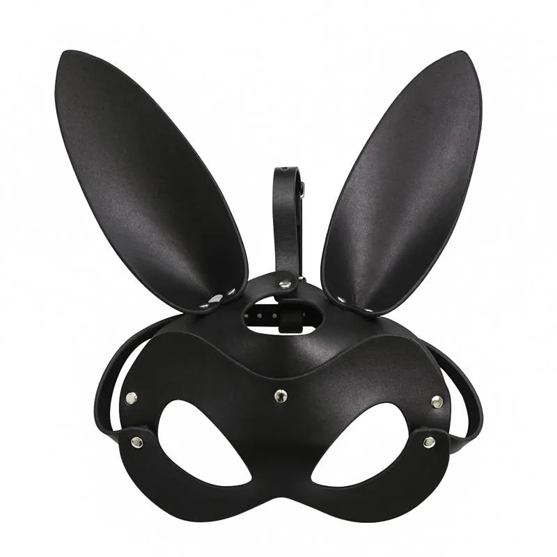 Imbracatura sexy viso staccabile orecchio di gatto maschera la testa in ecopelle fetish coniglio ragazze costumi cosplay uomini donne giocattoli esotici4667332