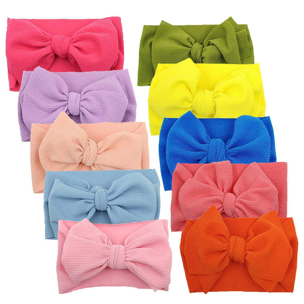 Big Bow Baby Headband For Girl Wide Ribbed Nylon Headband,born Headwrap Toddler Headband,Kids Baby Hair Accessories 211023