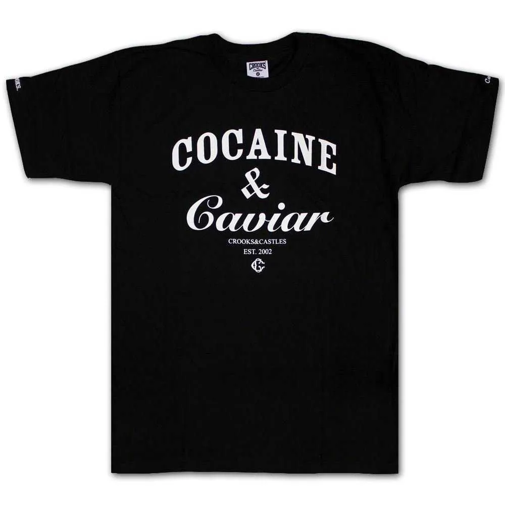 Hip Hop Streetwear COCA CAVIAR Donna Top Unisex Bianco Nero Felpa Off Urban Stampa Lettere Stampa T-shirt Uomo 210716